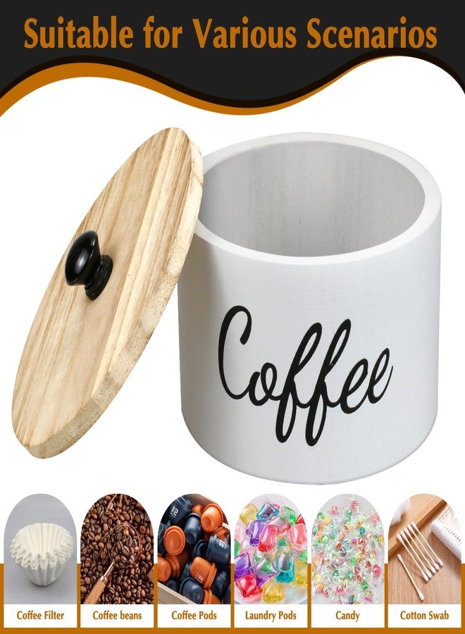 Essovee Wooden Coffee Filter Holder with Lid, Basket Coffee Filter Storage Container for Counter, Rustic Farmhouse Café Bar Decor, 50 Count Capacity (White) - Image 5